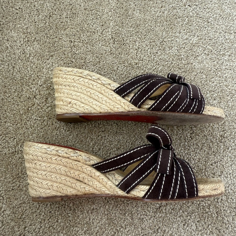 Christian Louboutin Brown Wedge Sandals - Picture 4 of 6